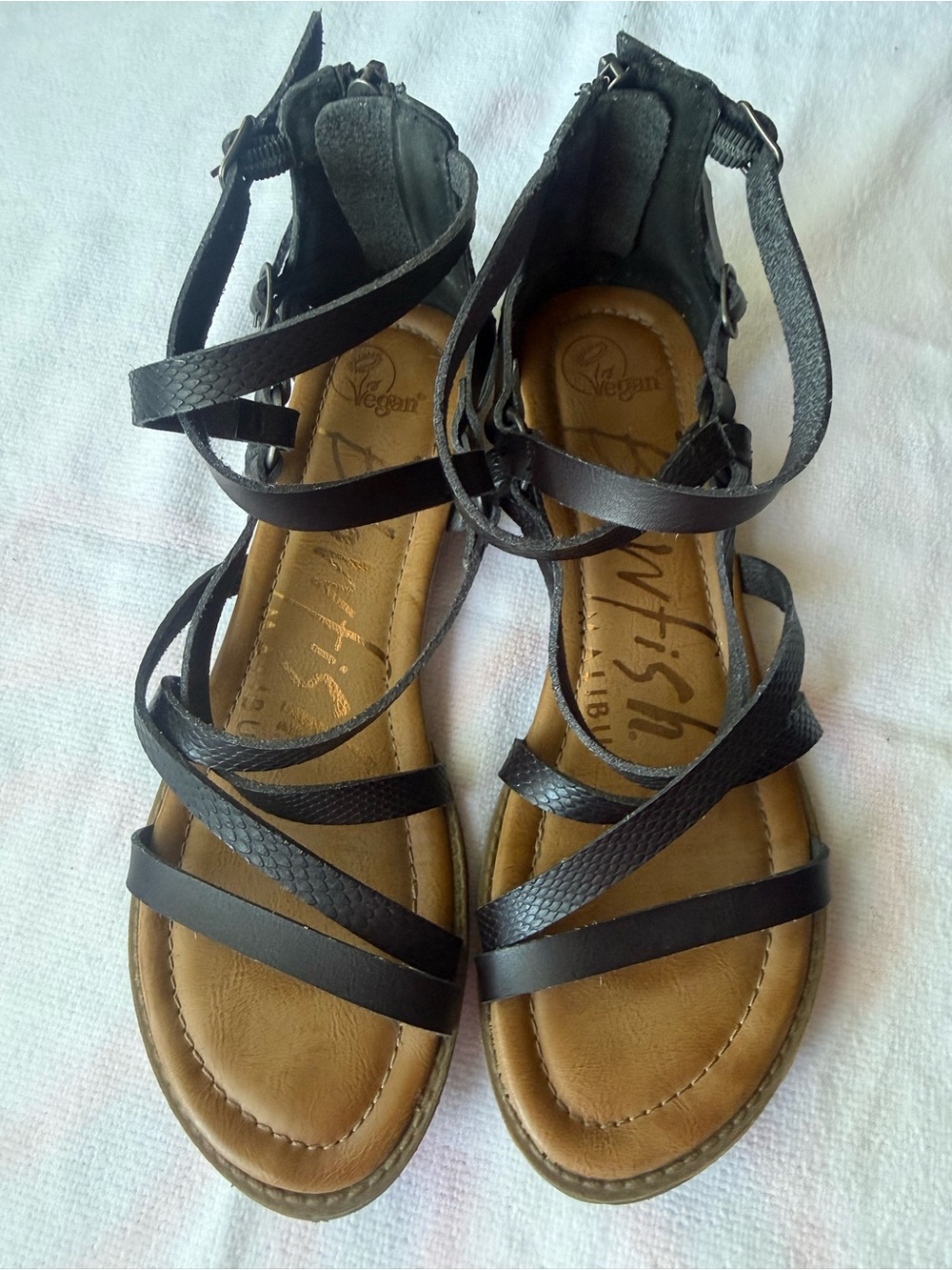 Blowfish Malibu Womens Black Strappy Gladiator Sandals Womens 8